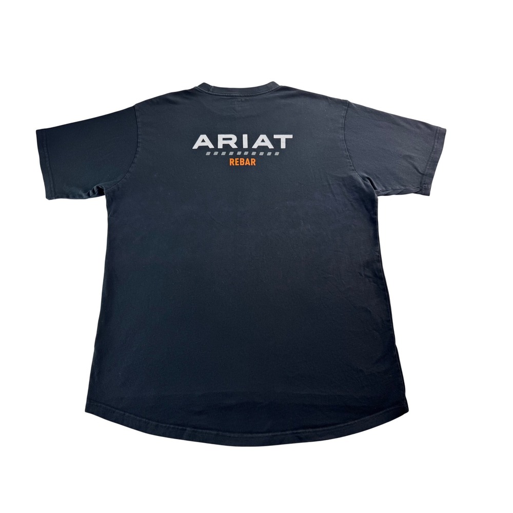 Ariat Rebar Cotton Strong‎ Logo T-Shirt Mens Size XL Black Short Sleeve Tee - Picture 2 of 12
